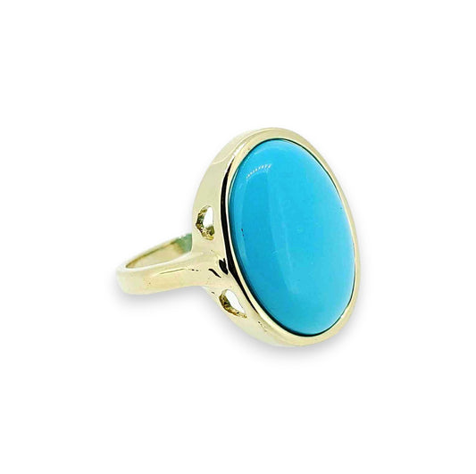 Yellow Gold  Cabochon Turquoise Ring