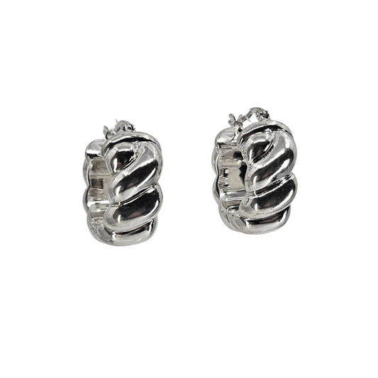 Sterling Silver Domed Hoop Earrings
