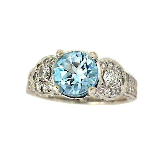 Aqua and Diamond Ring