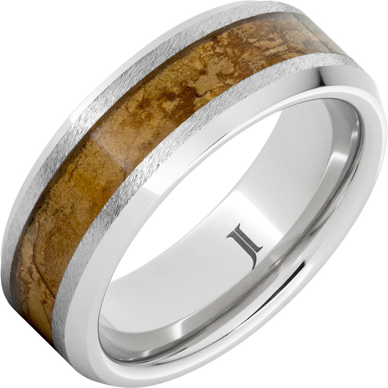 White Ceramic Natural Cigar Wedding Band