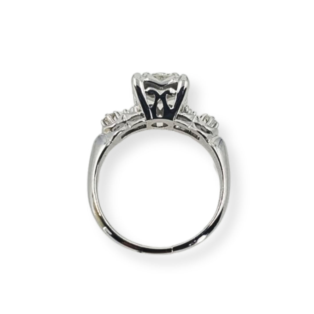 White Gold Box Setting Round Diamond Engagement Ring