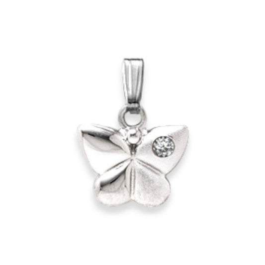 Sterling Silver Butterfly Necklace with Cz Stone