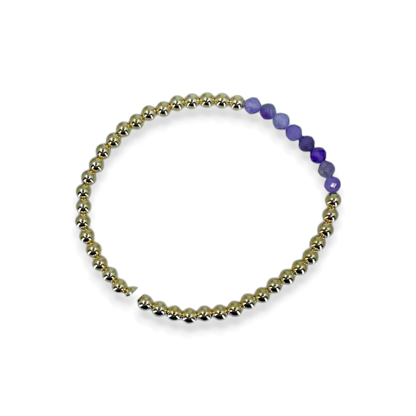 Gold Filled Beaded Bracelet with Amethyst Bar