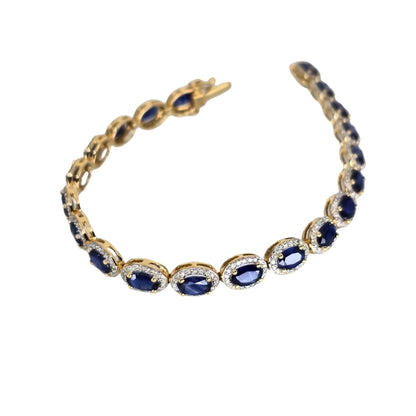 Yellow Gold Oval Sapphire Link Bracelet