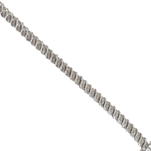Sterling Silver Round Diamond S-Link Bracelet