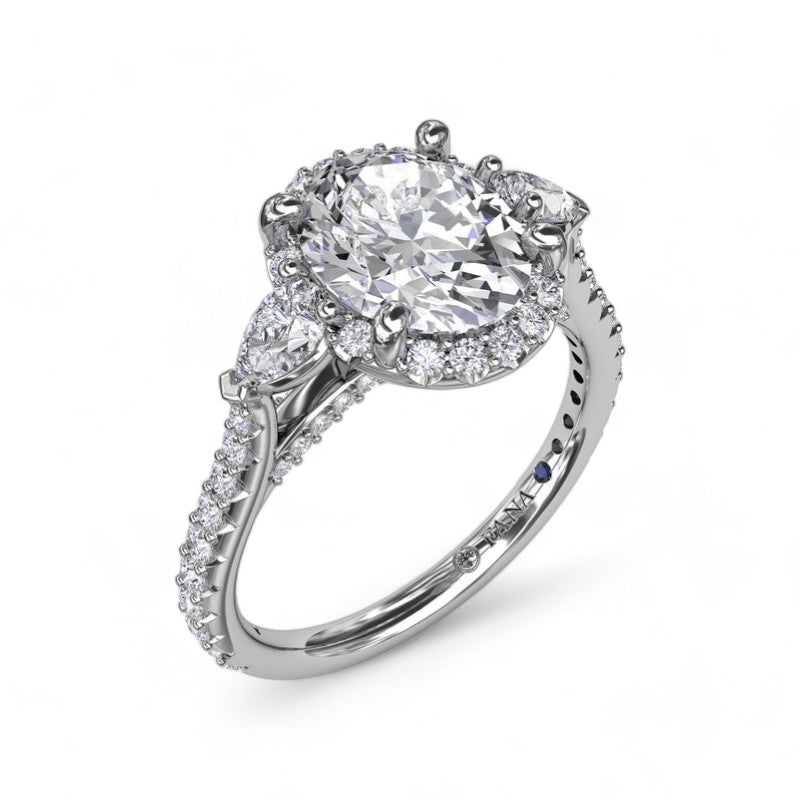 White Gold Polished Halo Engagement Ring