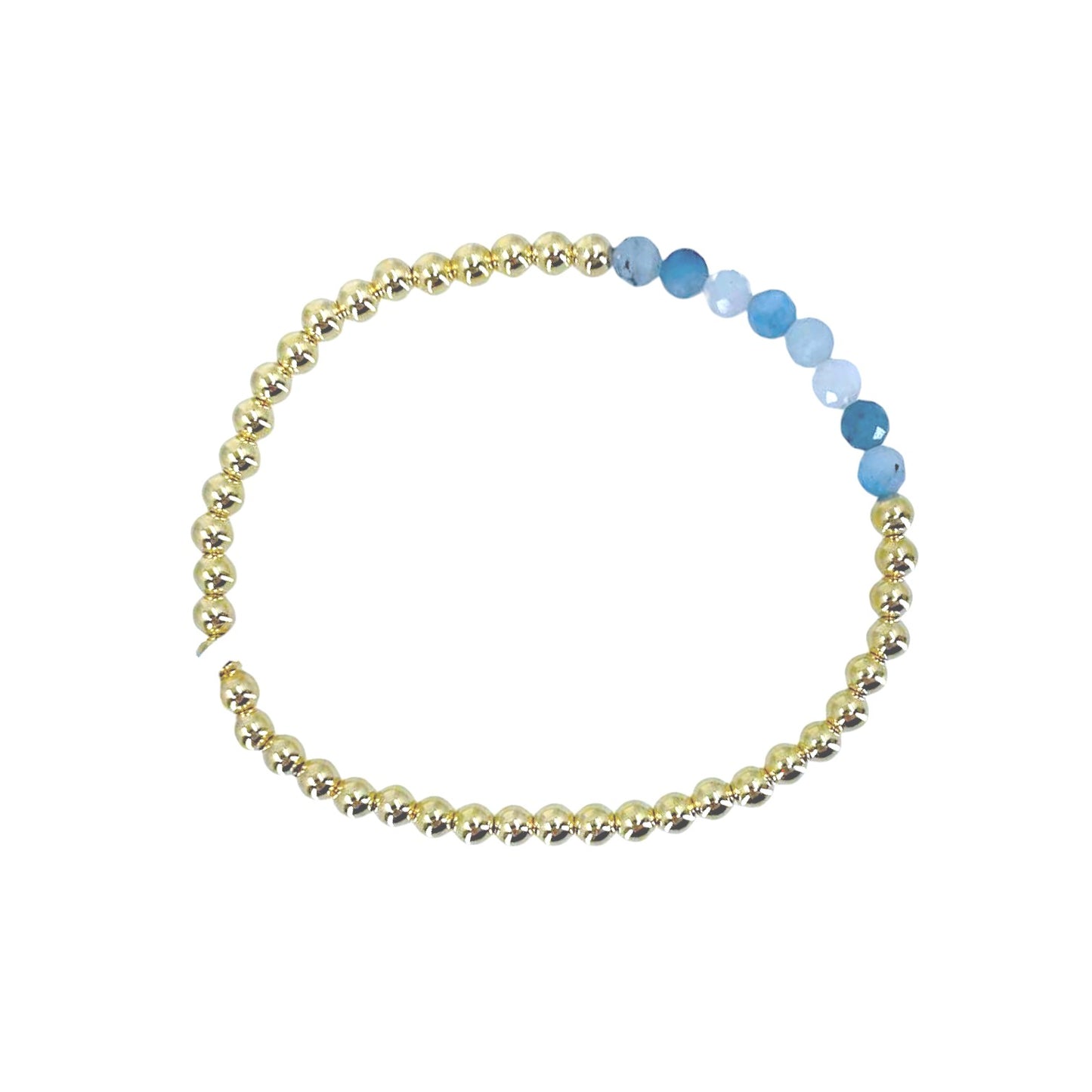 Gold Filled Beaded Bracelet with Aquamarine Bar