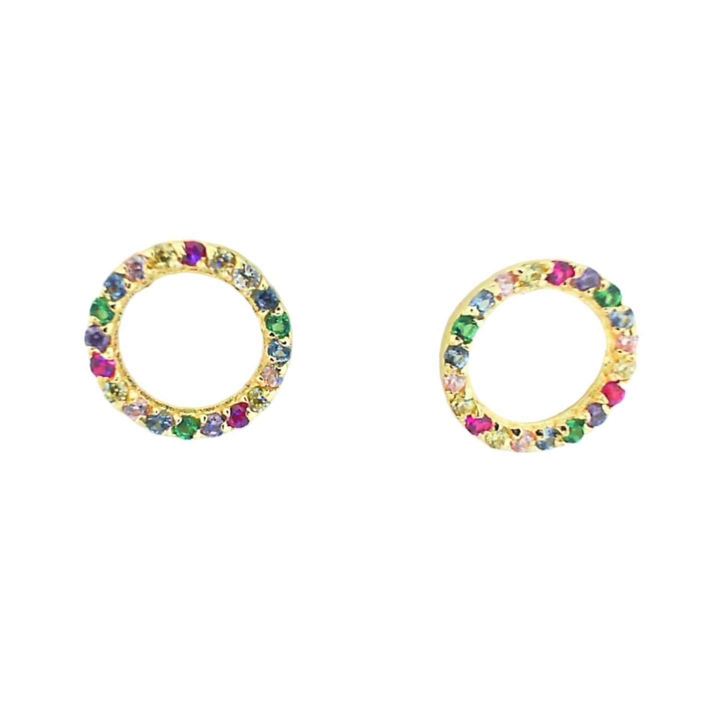 14 Karat Rainbow Circle Earrings