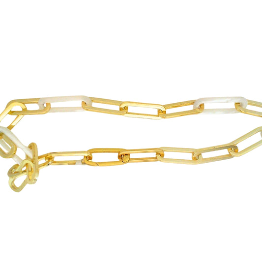 Silver Vemeil Oval Link Mother of Pearl Chain