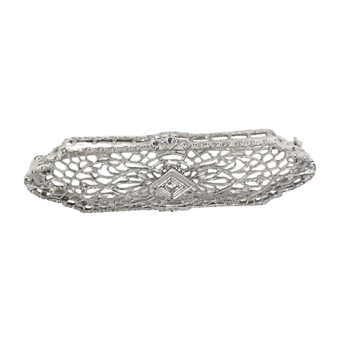 Round Diamond Filigree Pin Necklace