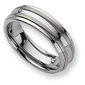 7MM White Tungsten Carbide Concave Center Wedding Band