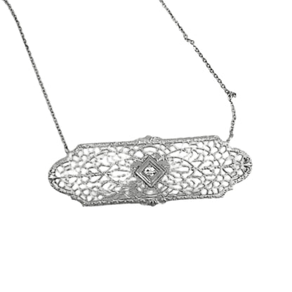 Round Diamond Filigree Pin Necklace