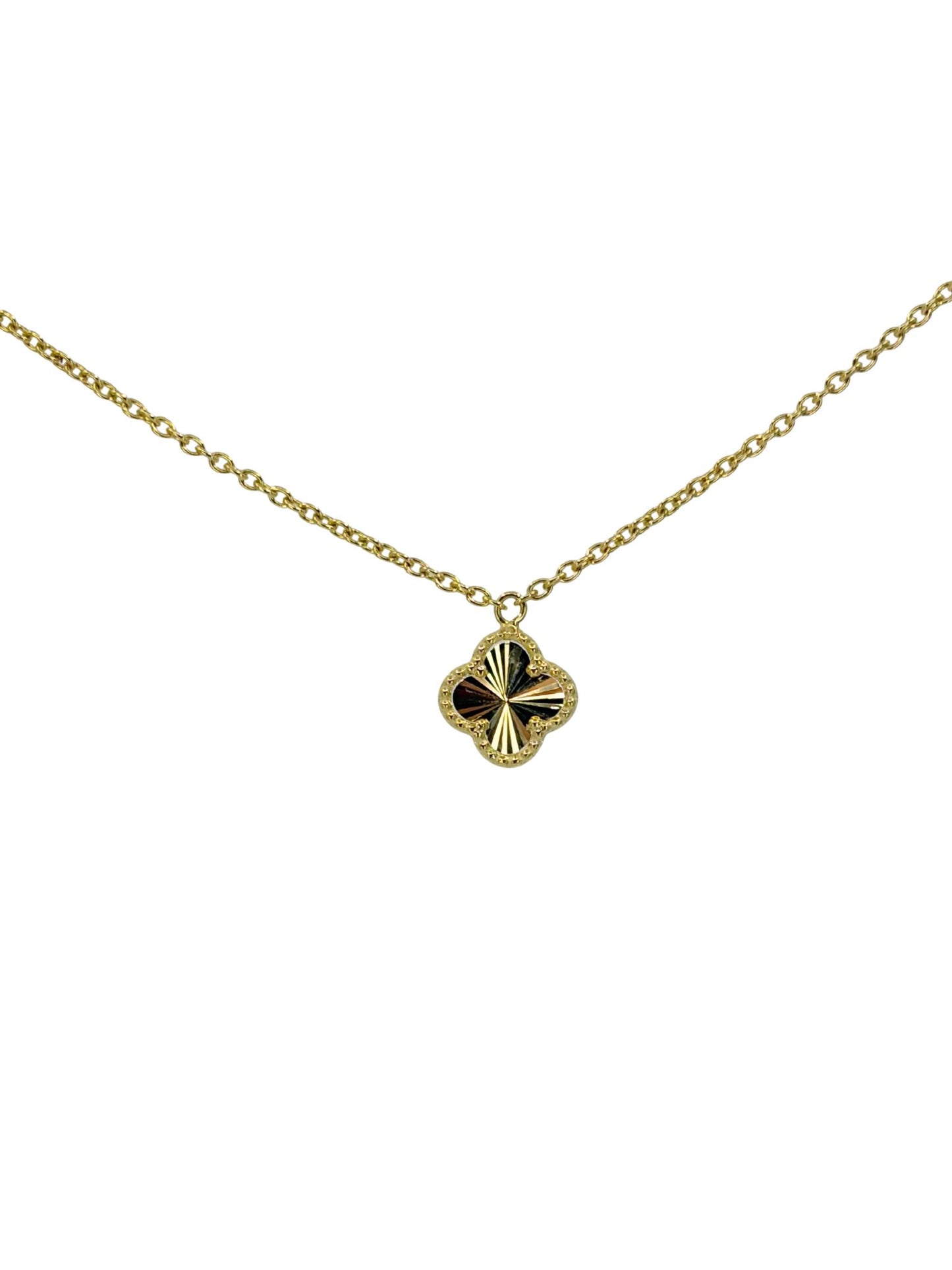 Yellow Gold Tiny Quatrefoil Necklace
