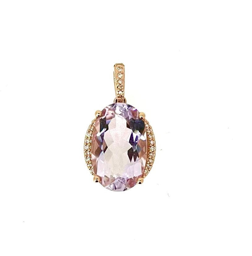 Rose Gold Oval Amethyst Drop Pendant