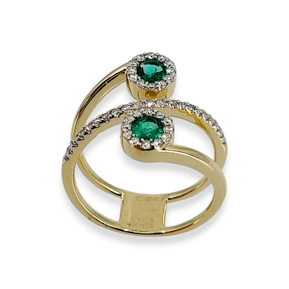 Yellow Gold Oval Emerald Wrap Around Ring