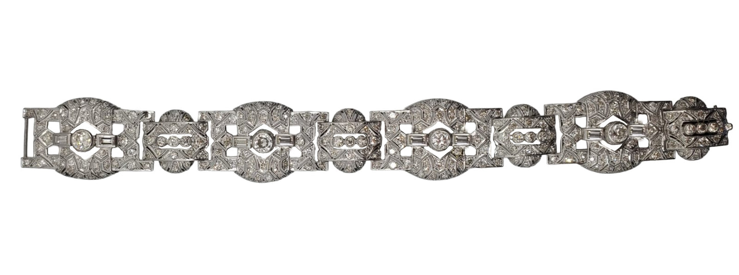 Vintage White Platinum Art Deco Diamond Bracelet