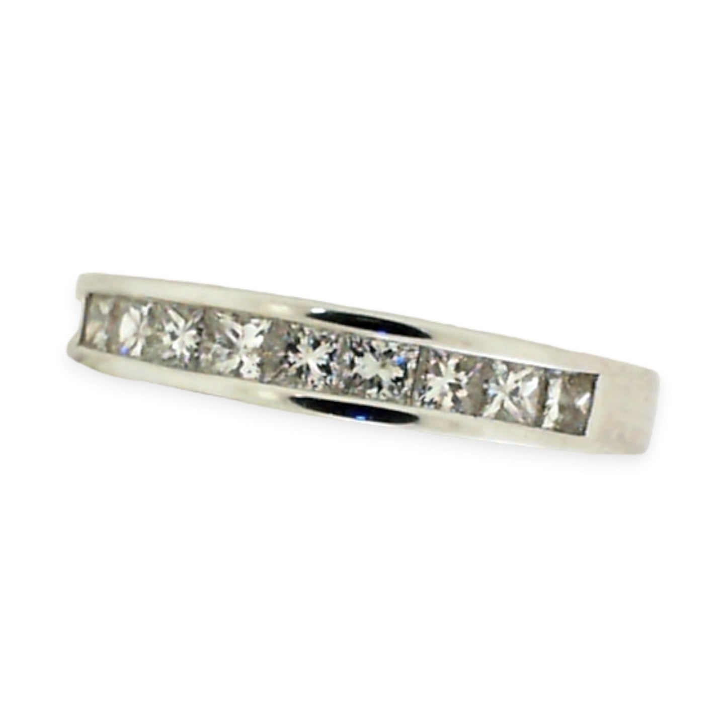 White Gold Channel Set Wedding Band with Princess Diamonds