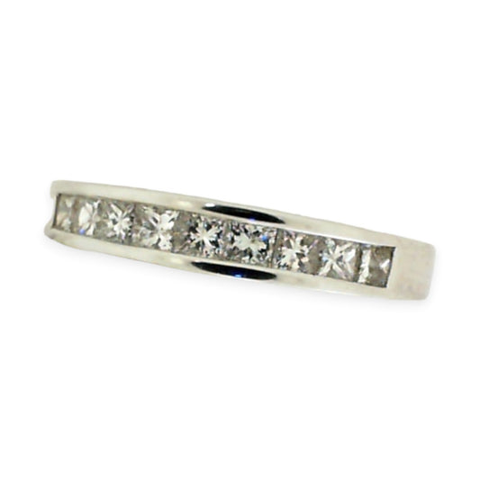 White Gold Channel Set Wedding Band with Princess Diamonds