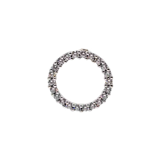 White Gold CZ Circle Pendant