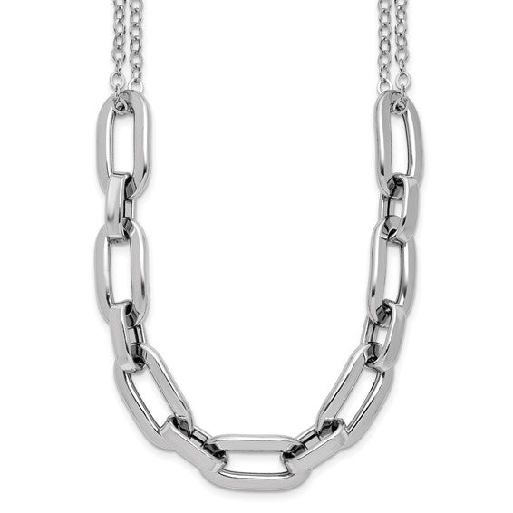 Sterling Silver Rhodium Plated Two Strand Necklace