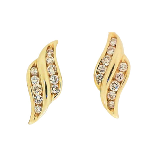 Yellow Gold Diamond Flame Shape Earrings