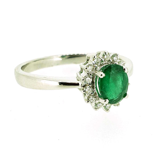 White Gold Oval Emerald Ring