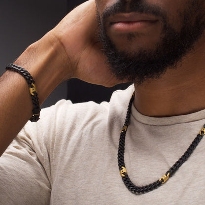 Black and Gold Stainless Steel Kraken Necklace