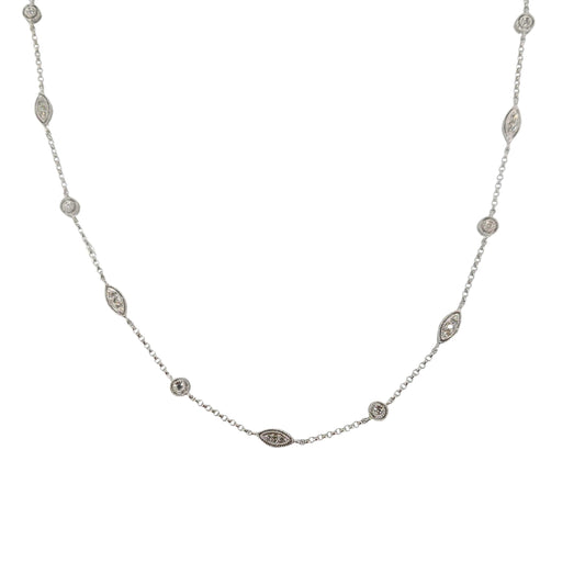 White Gold Marquise Diamond Station Necklace