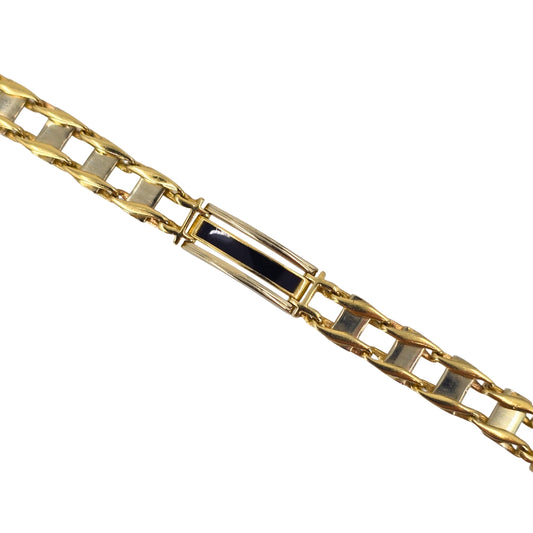 Two Tone Onyx Link Bracelet