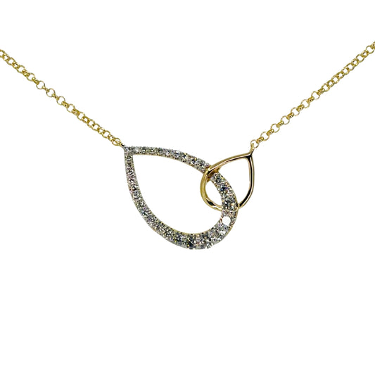 Yellow Gold Diamond Open Pear Shape Necklace