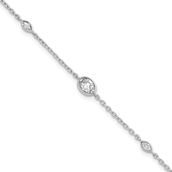 White Gold Lab Grown Diamond Rolo Bracelet