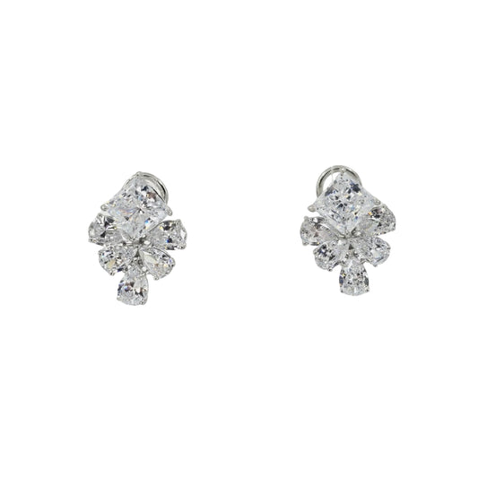 White Sterling Silver Various Shape Cz Earrings