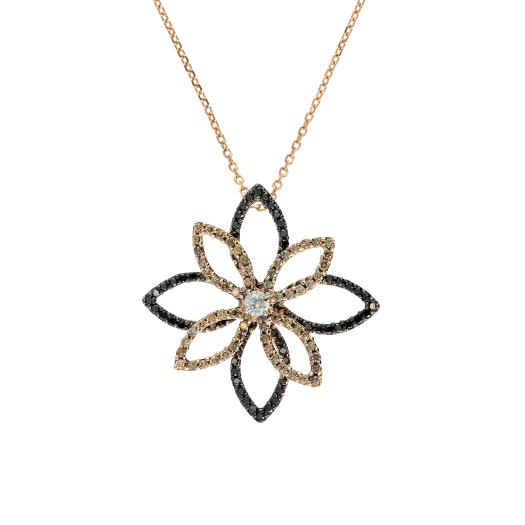 Two Tone Gold Flower Desert Diamond Pendant