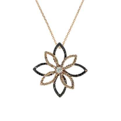 Two Tone Gold Flower Desert Diamond Pendant