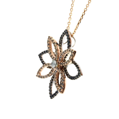 Two Tone Gold Flower Desert Diamond Pendant