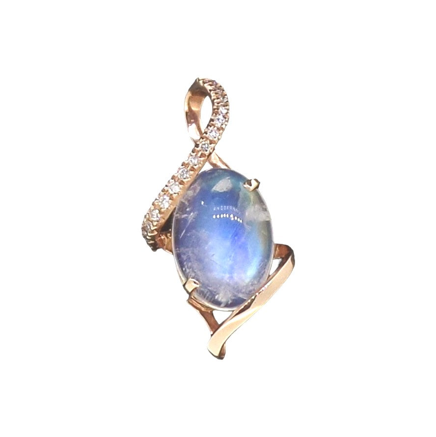 Rose Gold Oval Moonstone Slide Pendant