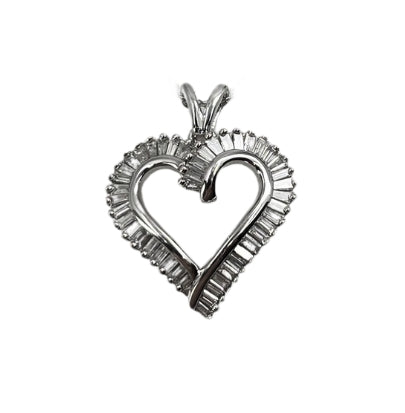 Baguette Diamond Open Heart Pendant