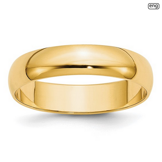 Yellow Gold 4.5MM Half Round Wedding Band