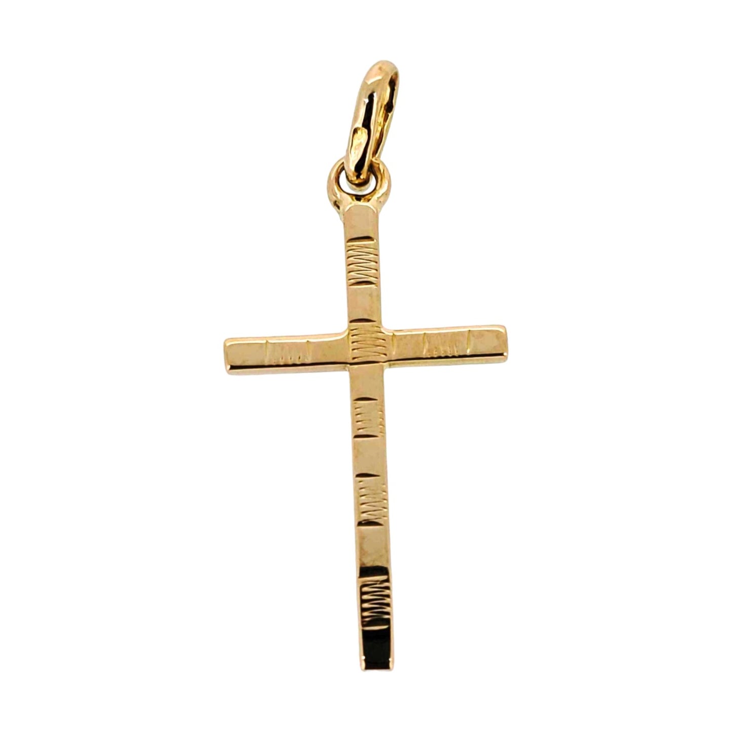 Yellow Gold Engraved Cross Pendant