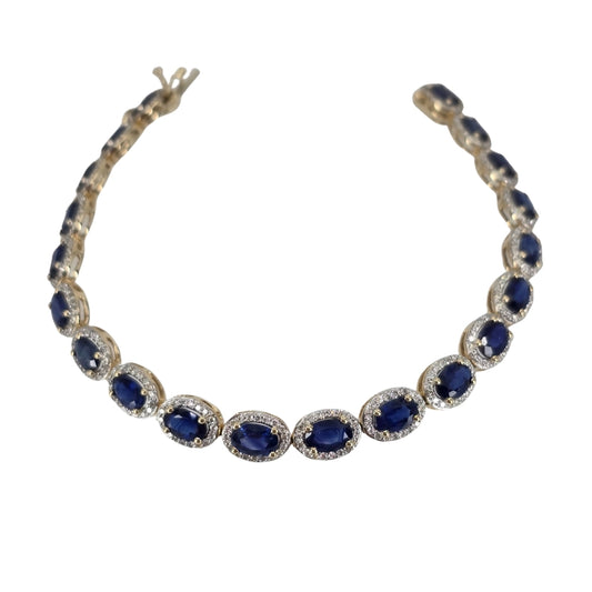 Yellow Gold Oval Sapphire Link Bracelet