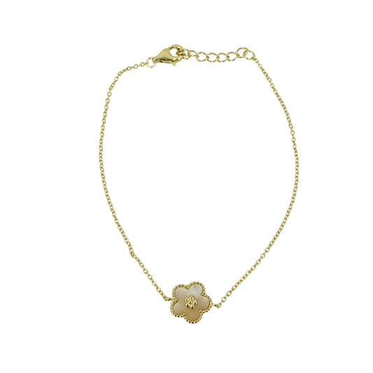 Yellow Silver Mother of Pearl Quatrefoil Bracelet