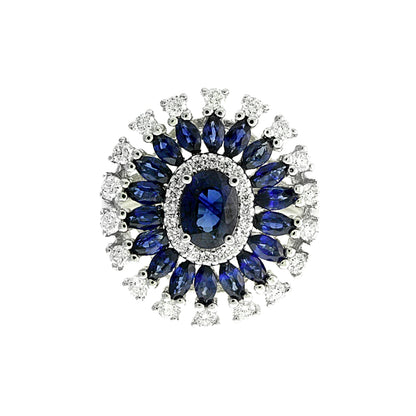 White Gold Sapphire and Diamond Fashion Ring