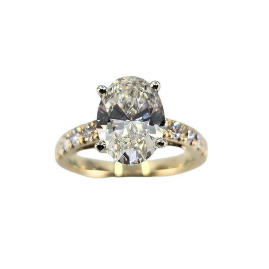 Yellow Gold Lab Diamond Cathredral Engagement Ring