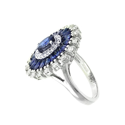 White Gold Sapphire and Diamond Fashion Ring