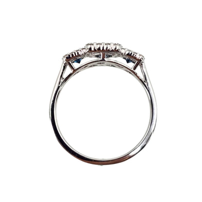 White Gold Blue Diamond Three Stone Ring