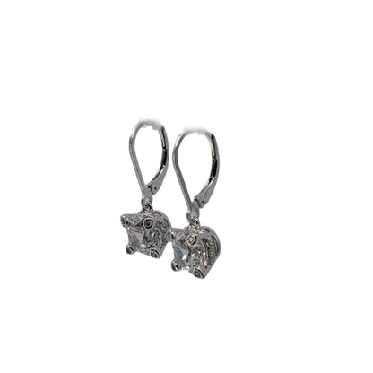 White Sterling Silver Hidden Halo Cubic Zirconia Earrings