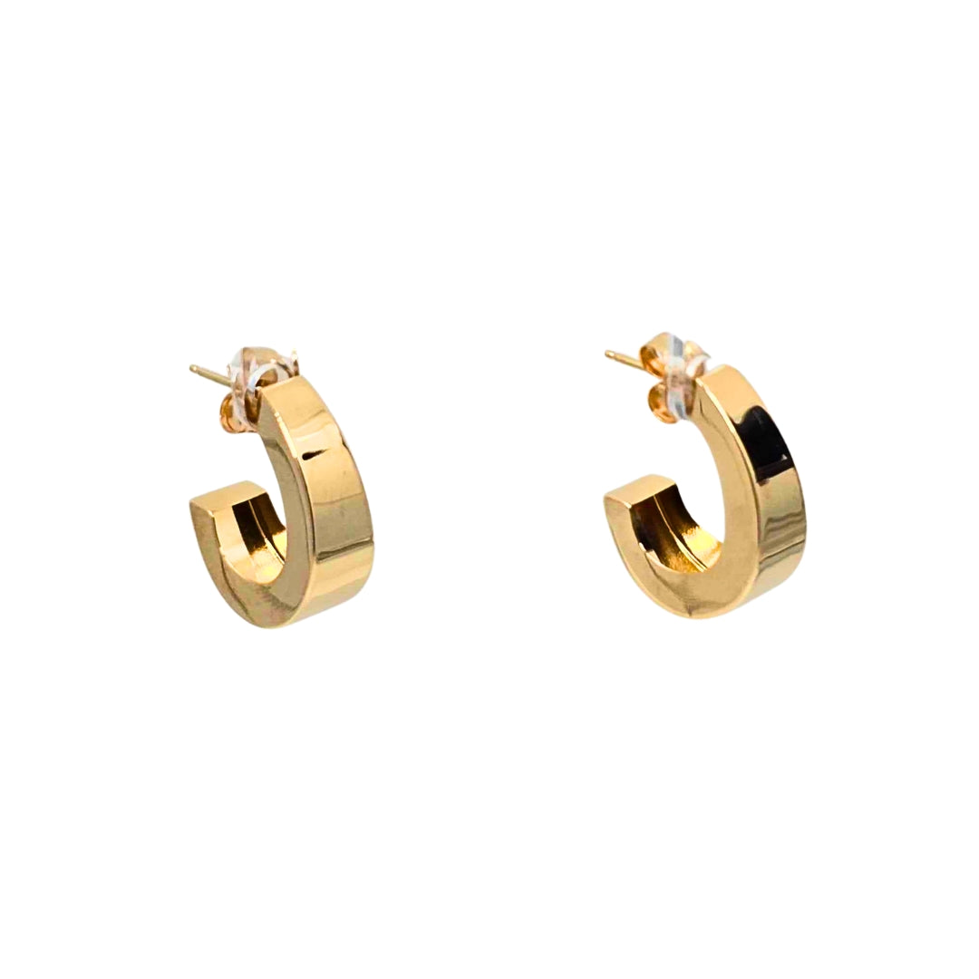 14K Yellow Gold Tapered J-Hoop Earrings