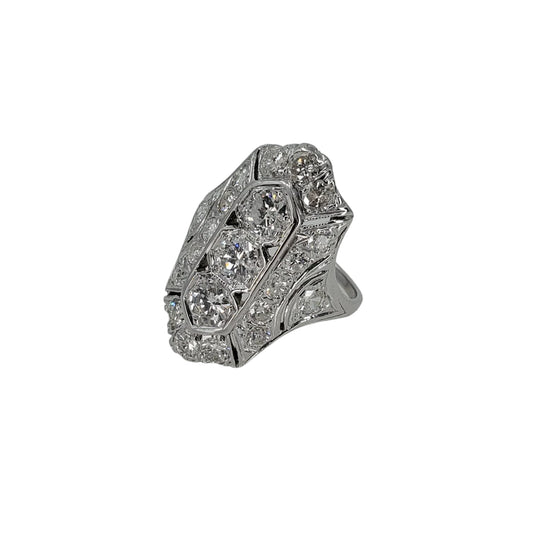 Vintage White Gold Filigree Diamond Ring