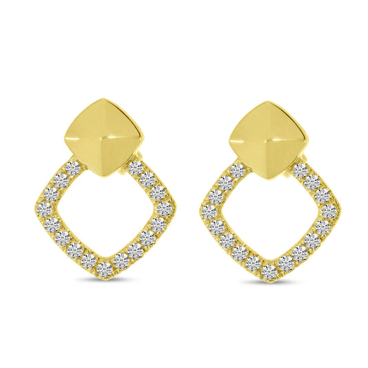 Yellow Gold Open Square Earrings