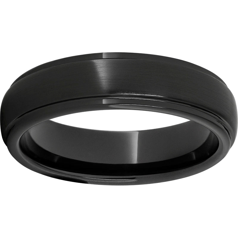 Black Ceramic Domed Wedding Band